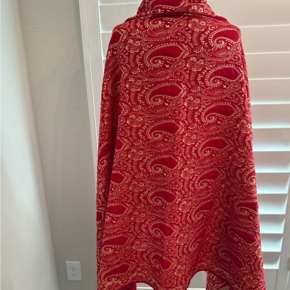 Red and Beige  Paisley Scarf 72” x 36” - Picture 5 of 7